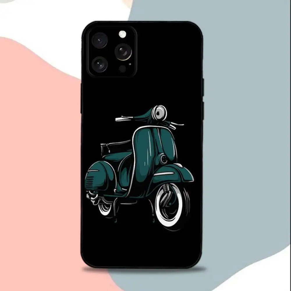Cool V-Vespa S-ScooterS Phone Case For iPhone 15,13,16,12,11,17,14,Plus,Pro,Max,XS,XR,X,SE,Mini,Soft Silicone Black Cover
