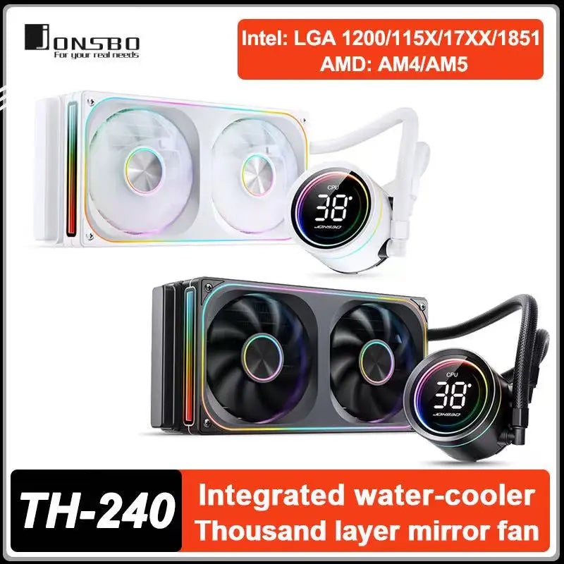 JONSBO TH-240 CPU Water Cooler Cold head digital display Integrated Water-cooled Radiator LGA1700 1851 1200 115X AM4 AM5