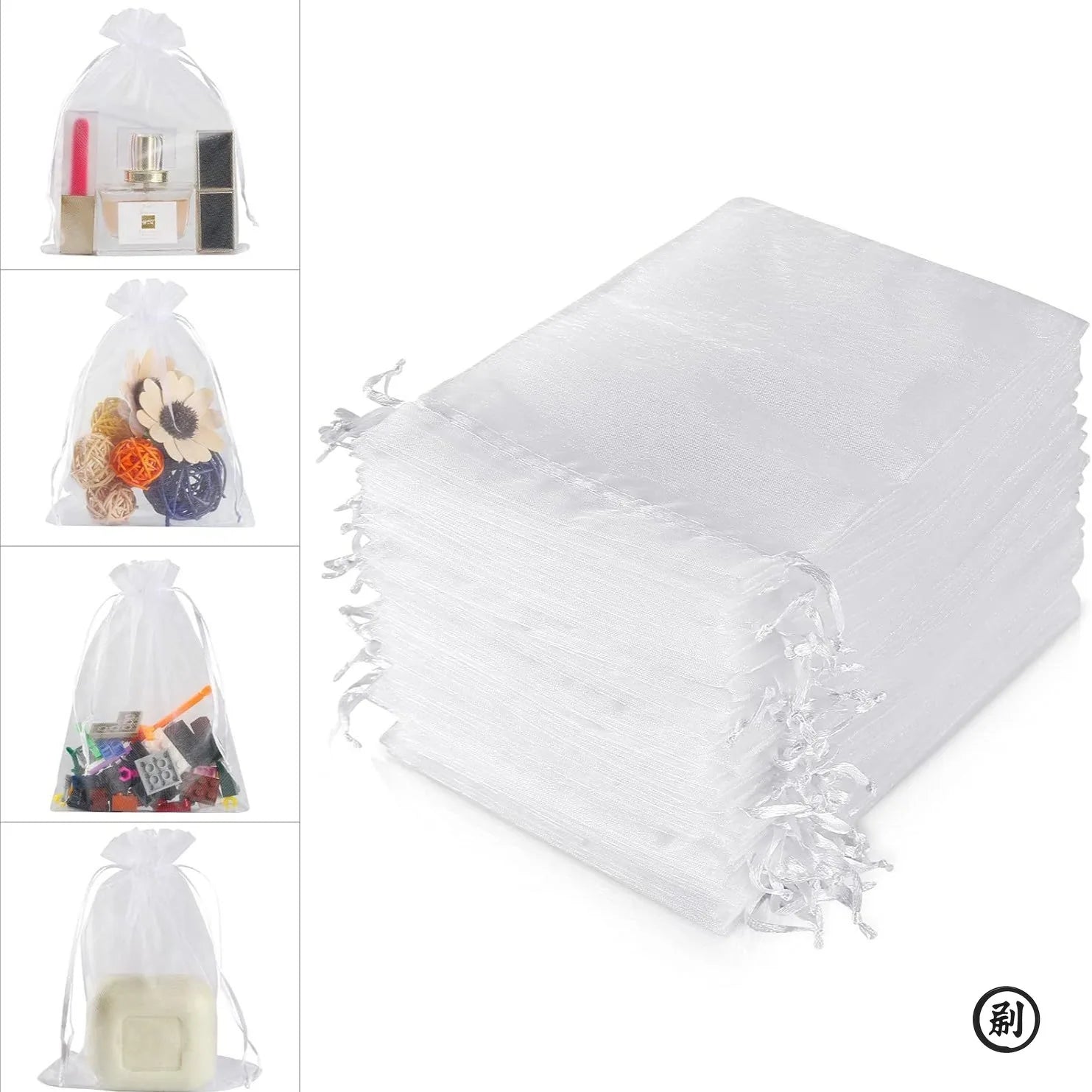 50PCS White Organza Bag Decorations 7 * 9cm or 9*12CM