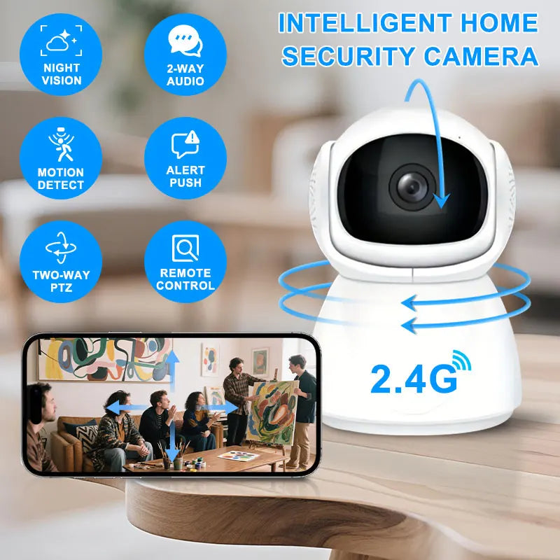 Wireless PTZ Camera Indoor IP Camera Wi-Fi Surveillance for Home Security Camera Night Vision CCTV Camera Pet Dog Camera