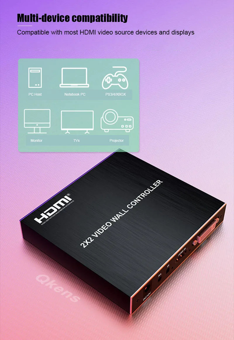 4K 2x2 HDMI TV Wall Controller Multi Monitor Splicing Processor 1X2 1X4 1X3 2X1 3x1 4X1 Video Wall Stitching Box Screen Splicer