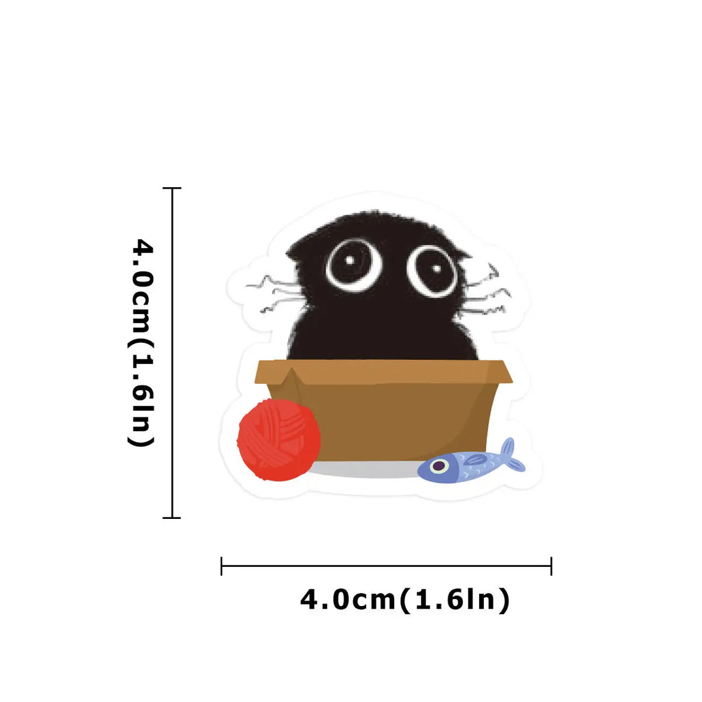 Etori Life 46pcs PVC Cute Cartoon Japanese Black Cat Pattern Student DIY Cups,Scrapbooks,Laptops Decoration Stickers