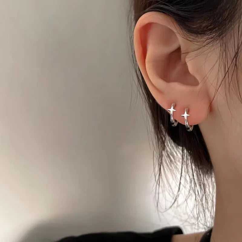 PANJBJ 925 Sterling Silve Crinkled Texture Studs Earring for Women Vintage Irregular Frosting Jewelry Party Gift Dropshipping