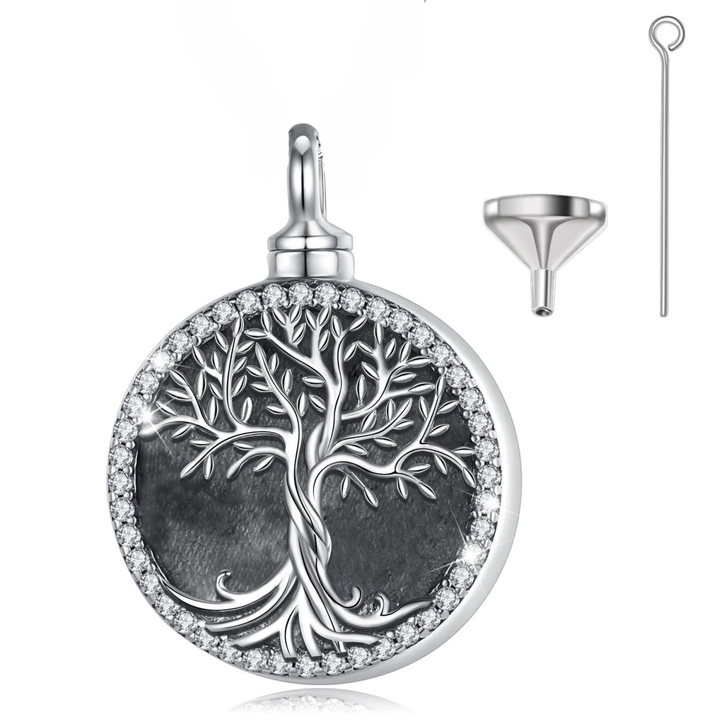 Eudora 925 Sterling Silver Tree of Life Necklace Cremation Memorial Ashes Urn pendant Keepsake Jewelry Gift for Women Men