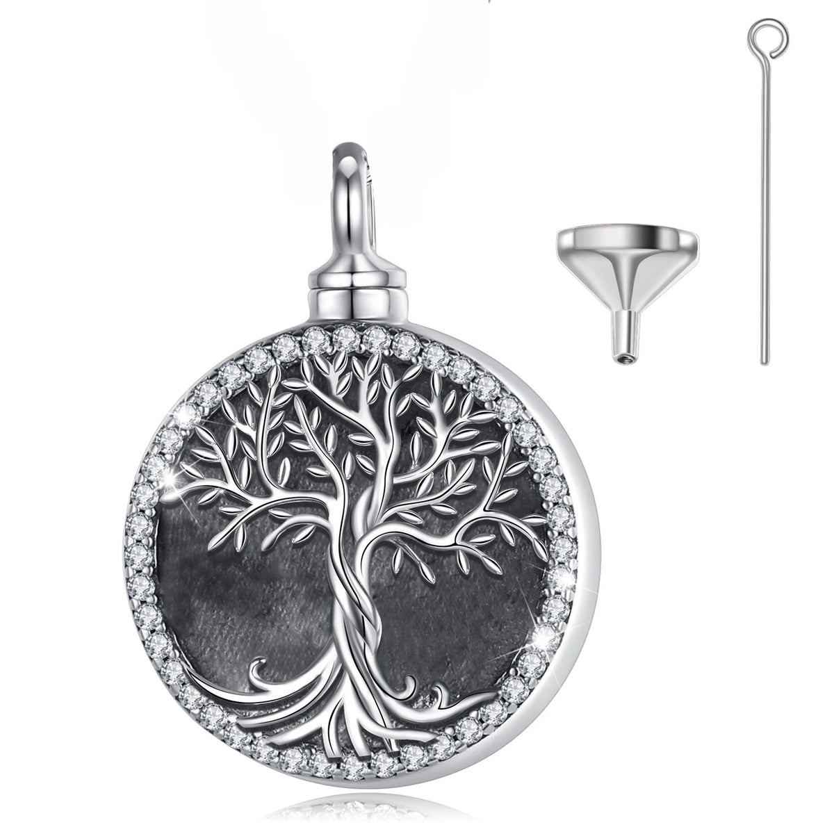 Eudora 925 Sterling Silver Tree of Life Necklace Cremation Memorial Ashes Urn pendant Keepsake Jewelry Gift for Women Men