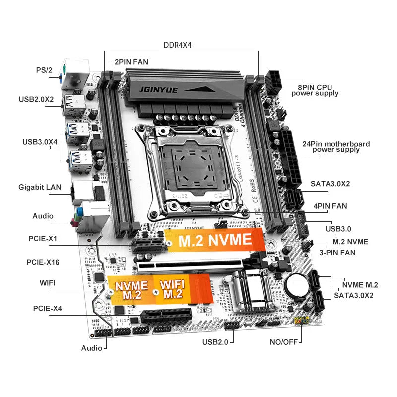ARGB X99 Gaming Computer LGA 2011-3 XEON Motherboard Intel E5 2620 2666 2670 2678 V3 V4 support DDR4 RECC NON-ECC Memory NVME