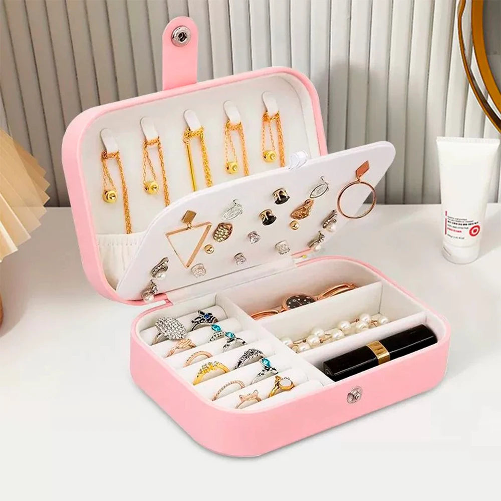 2025 Portable Jewelry Box Jewelry Organizer Display Travel Jewelry Case Boxes Button Leather Storage Zipper Jewelers