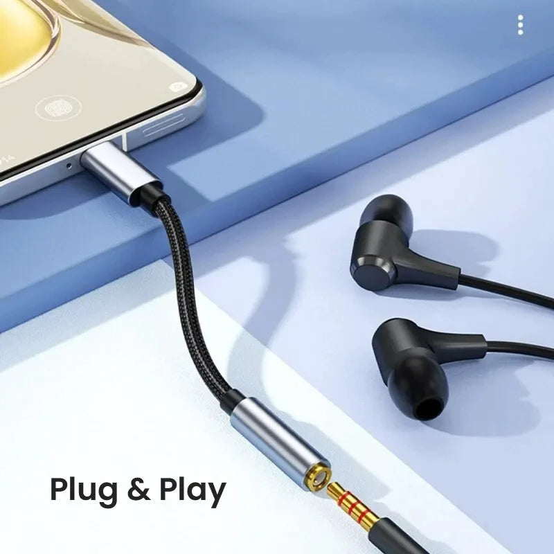 USB Type C to 3.5mm Jack Headphone Adapter Aux Audio All Earphone HiFi Splitter Cable for iPhone 16 15 Samsung