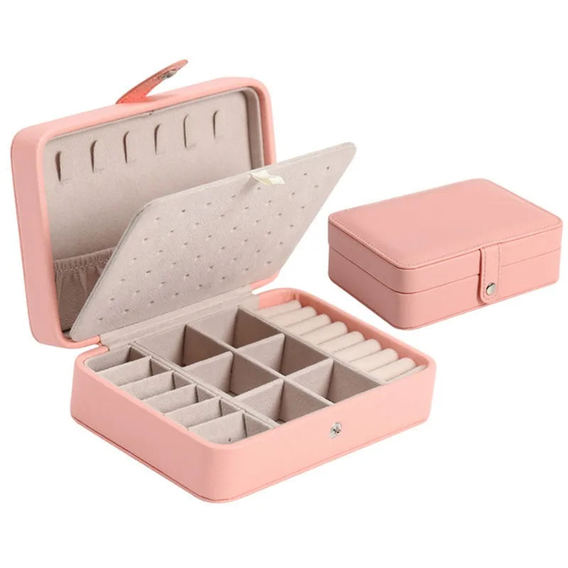 Fashion PU Leather Jewellery Storage Boxes Portable Travel Jewelry Box Necklace Earrings Ring Jewelry Organizer Display Case