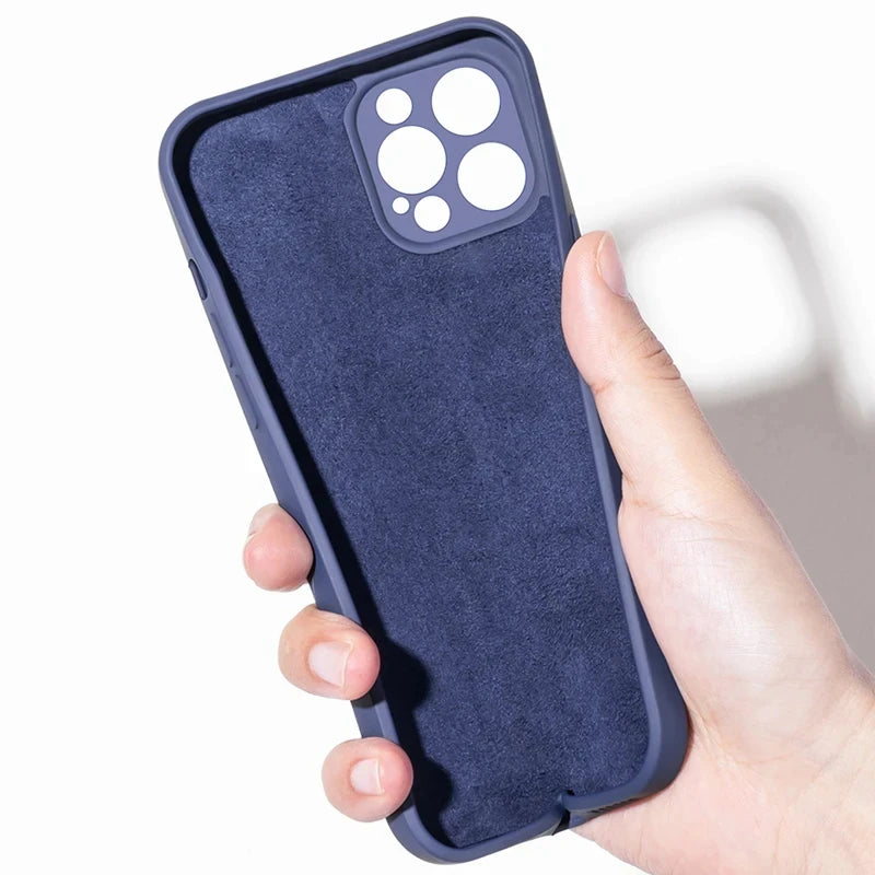 Liquid Silicone Soft Case For iPhone 15 13 12 11 14 Pro Max Shockproof Back Cover 15 14 Plus Phone Camera Protector Accessories