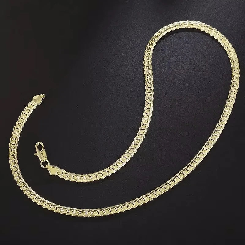 18K Gold/925 Sterling Silver 6mm Full Sideways Necklace 8/18/20/24 Inch Chain For Woman Men Fashion Wedding Engagement Jewelry