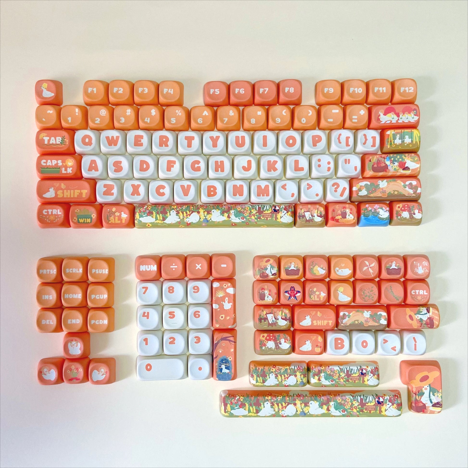 Various Adorable Theme Keycaps for Mechanical Keyboard Pink Green Blue Purple Keycaps MOA for Custom Gaming Keyboard