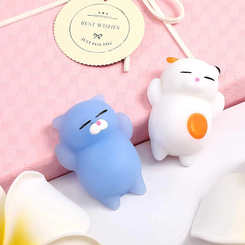 50-5 PCS Random Kawaii Mochi Squishy Fidget Toy Mini Cute Soft Cat Anti Stress Reliever Sensory Squeeze Xmas Gift for Adult Kid