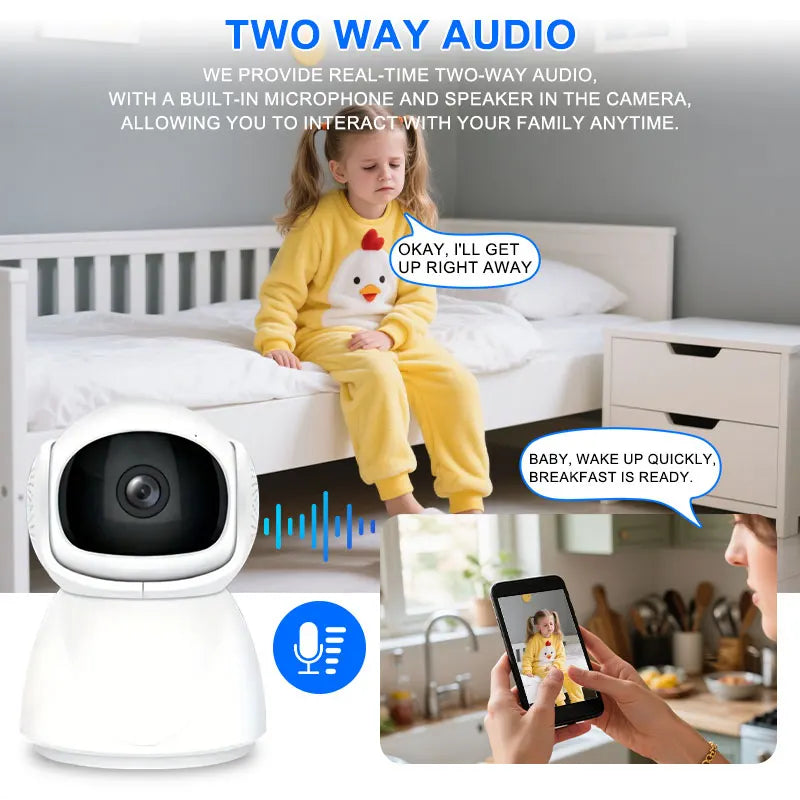 Wireless PTZ Camera Indoor IP Camera Wi-Fi Surveillance for Home Security Camera Night Vision CCTV Camera Pet Dog Camera