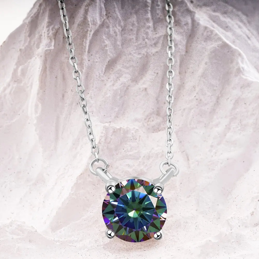 Moissanite Dia 6.5Mm 0.5-5CT Woman Pendant Sier Necklace For Women Chains Party Bridal Fine Jewelry  925sterling silver necklace