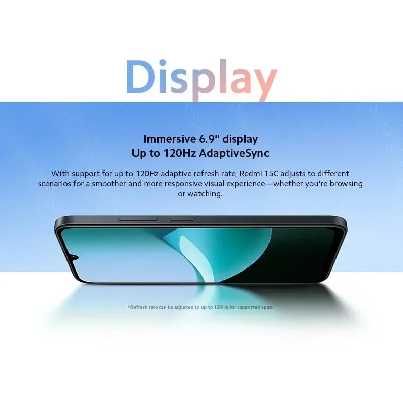 Global Version Xiaomi Redmi 15C MediaTek Helio G81-Ultra 50MP Main Camera 120Hz 6.9" Display 33W Charging 6000mAh Battery