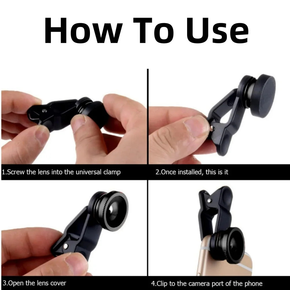 Universal 3 in 1 Phone Fisheye 0.67X Wide Angle Micro Camera Lens For iPhone Xiaomi Smartphone Fish Eye Zoom Len With Phone Clip