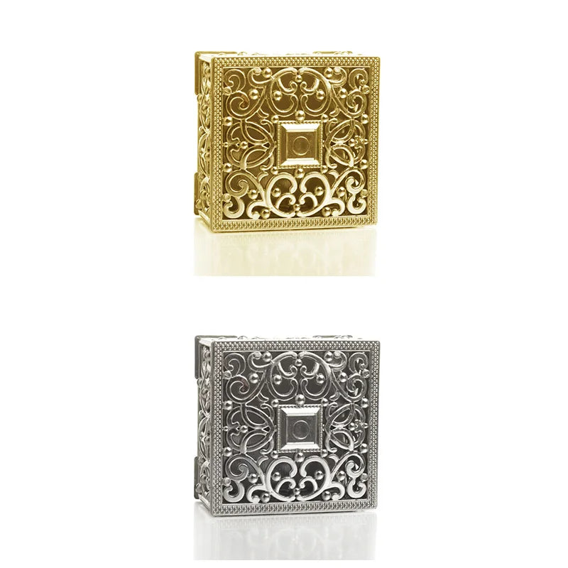 2 PCs Mini Treasure Storage Jewelry Box Silver-color Hollow Flower Pattern Jewelry Case Boxes for Necklace Earring Ring