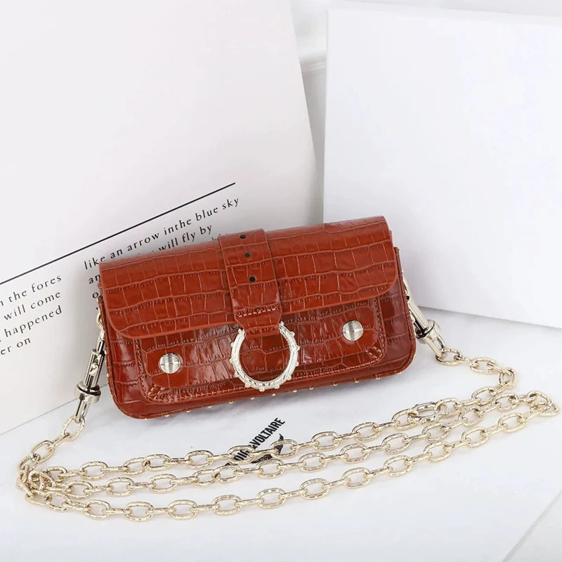 2025 New Classic Women's Leather Mini Square Bag Fashionable Versatile Wing Underarm Single Shoulder Slant Cross Bag Daily Match