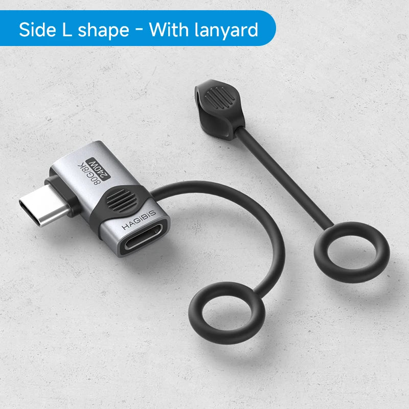 Hagibis 240W USB C to C Adapter 40Gbps 8K 60Hz 90 Degree Converter USB4 Adapter for Thunderbolt 4/3 MacBook iPhone 17 Pro Tablet