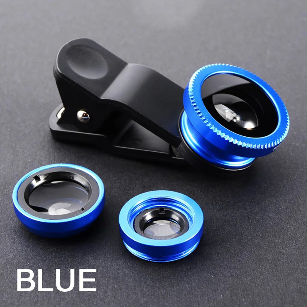 Universal 3 in 1 Phone Fisheye 0.67X Wide Angle Micro Camera Lens For iPhone Xiaomi Smartphone Fish Eye Zoom Len With Phone Clip