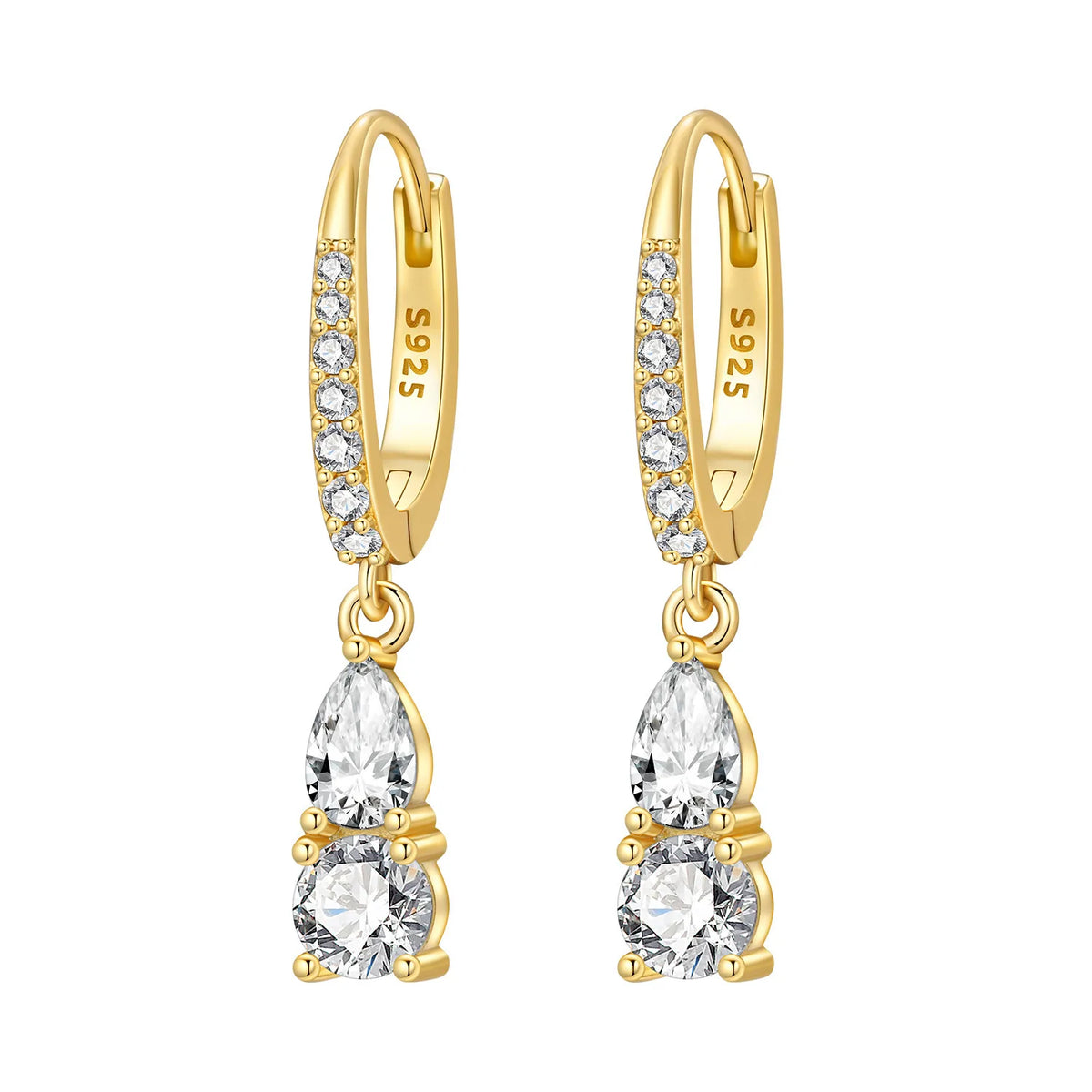 Orstarry 925 Sterling Silver 18K Gold Heart-shaped Zircon Drop Earrings Women Earrings Fashion Party Original Jewelry Gifts