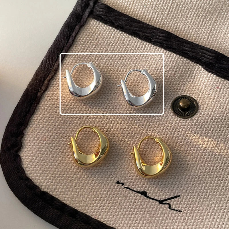 New 925 Sterling Silver Stud Earrings Golden Pretzel Clear CZ Geometric Punk For Women Girl Gift Jewelry Dropshipping Wholesale