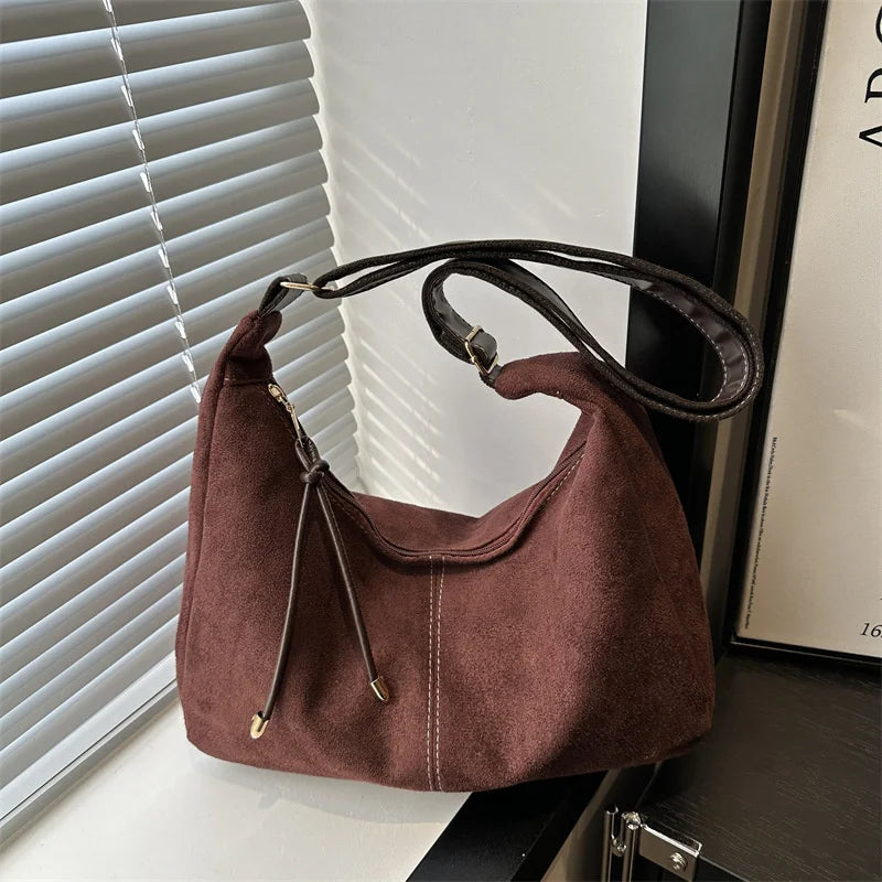 Handbag Purse for Women Suede Shoulder Bag Causal Crossbody Bags Female Luxury Designer Clutch Crescent Hobo Bag