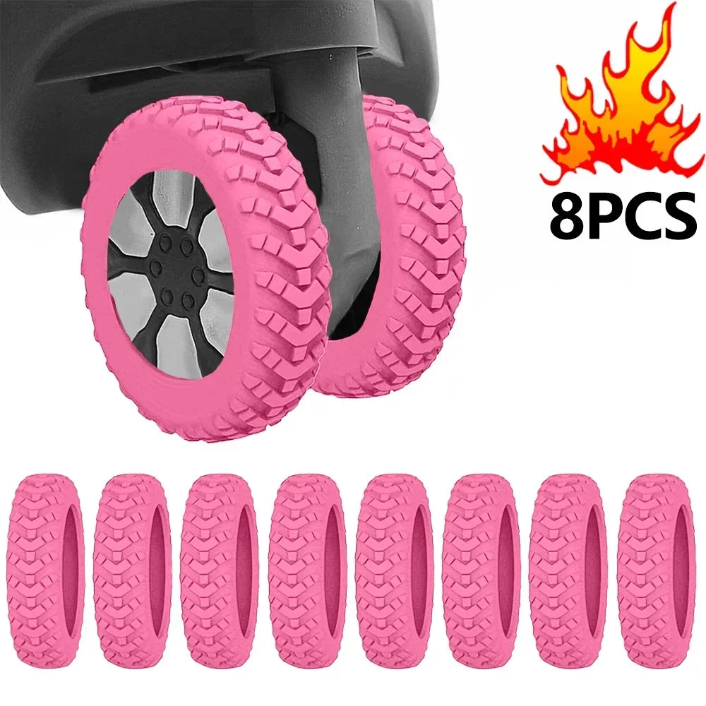 8PCS Luggage Wheels Protector Silicone Wheels Caster Shoes Travel Luggage Suitcase Reduce Noise Wheels Guard Cover Accessories