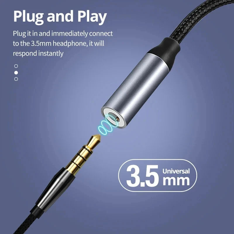 USB Type C to 3.5mm Jack Headphone Adapter Aux Audio All Earphone HiFi Splitter Cable for iPhone 16 15 Samsung