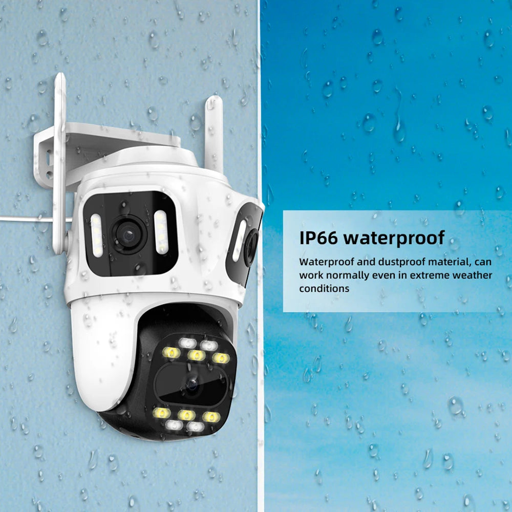 KERUI Icsee Outdoor PTZ 6K WIFI IP Camera Home Security Triple Lens Camera CCTV Video Surveillance With Triple Screens