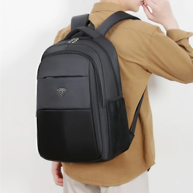 Large-capacity Student School Bag Casual Solid Color Backpack Material Oxford Men New Backpack Multi-functional Simple Bag