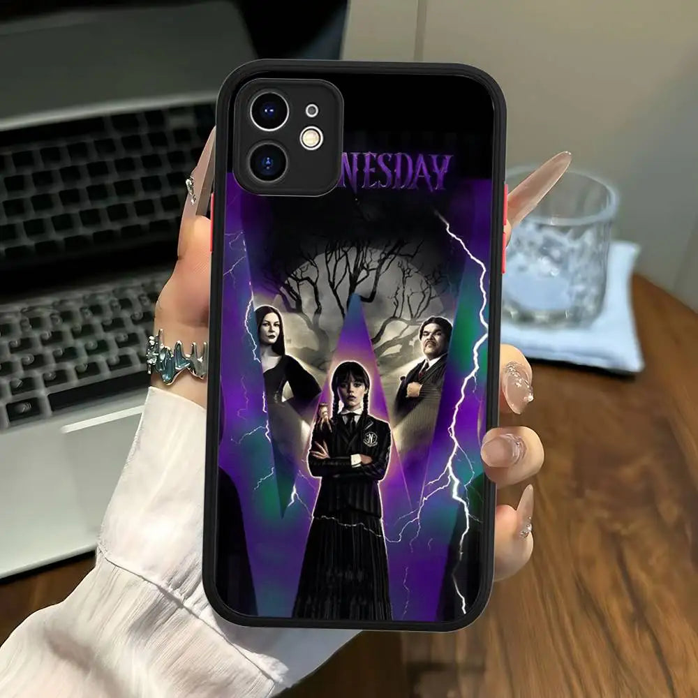 Cool Girl W-WednesdayS A-Addams Phone Case For IPhone 16 15 14 Plus 15 13 12 11 Pro Max X XS MAX Matte Cover