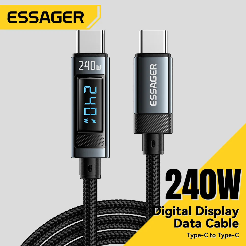 Essager 240W USB Type C To USB C Cable 100W PD 3.1 Fast Charging Charger Wire For Macbook Pro Xiaomi Samsung Laptop USBC Cord 2M