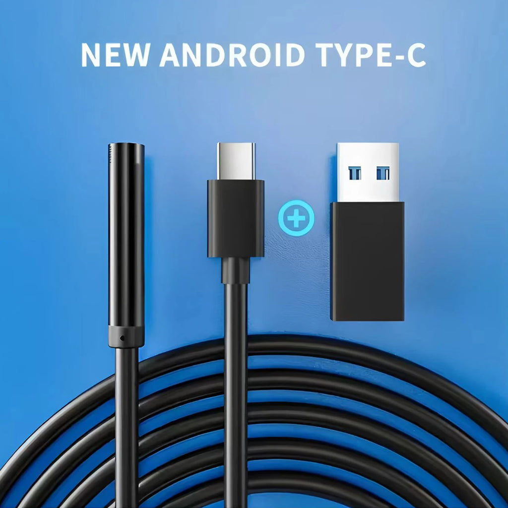 8MM Android Endoscope Camera 3 IN1 Micro USB Type C Borescope Mini Camera Waterproof LED Car Inspection