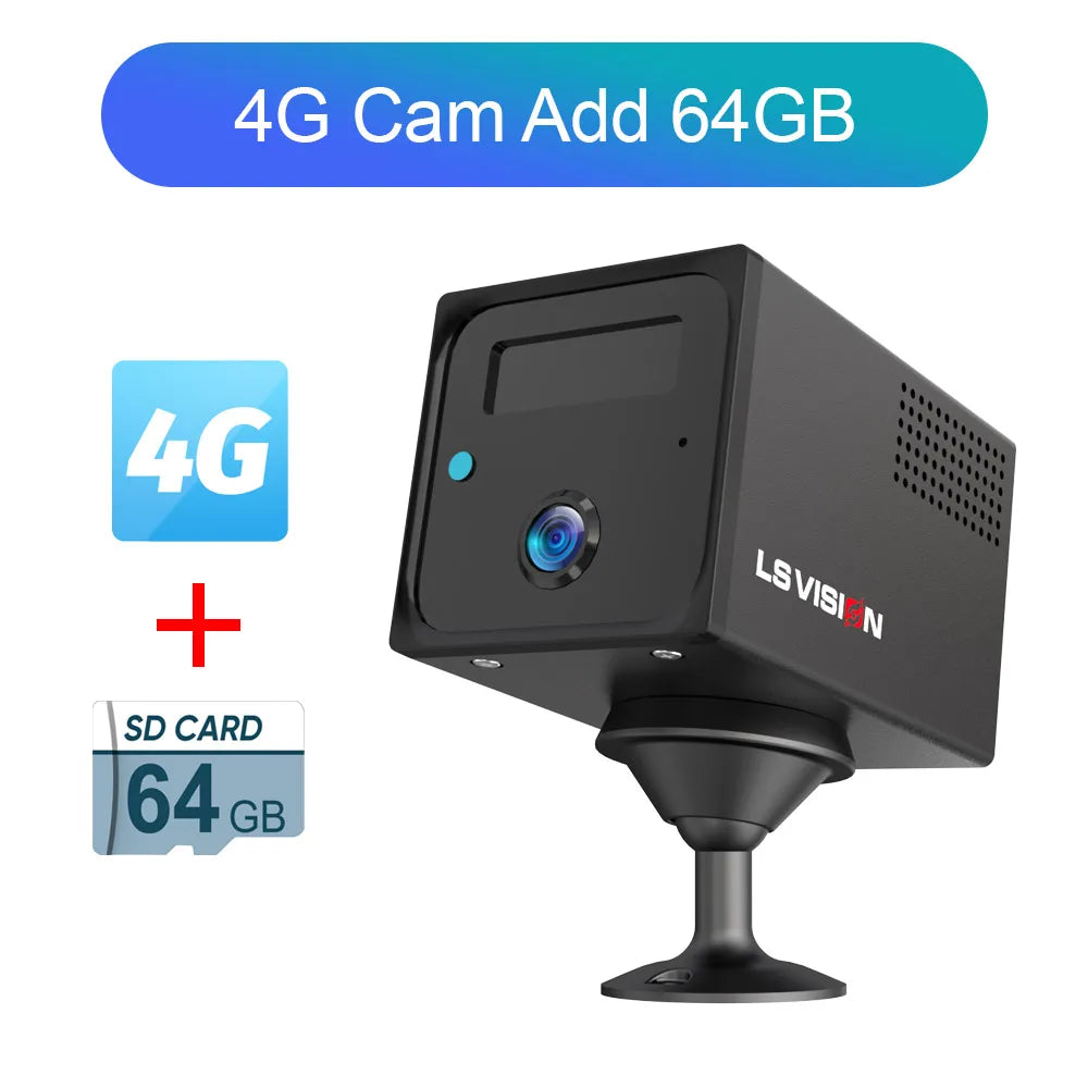 LS VISION 5MP Ubox Mini Camera 4G SIM Indoor Human Detection WIFI Security Cameras 3800mAh Battery CCTV Surveillance IP Camera