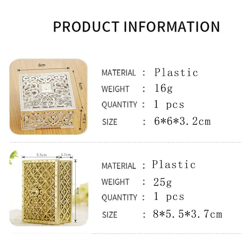 2 PCs Mini Treasure Storage Jewelry Box Silver-color Hollow Flower Pattern Jewelry Case Boxes for Necklace Earring Ring