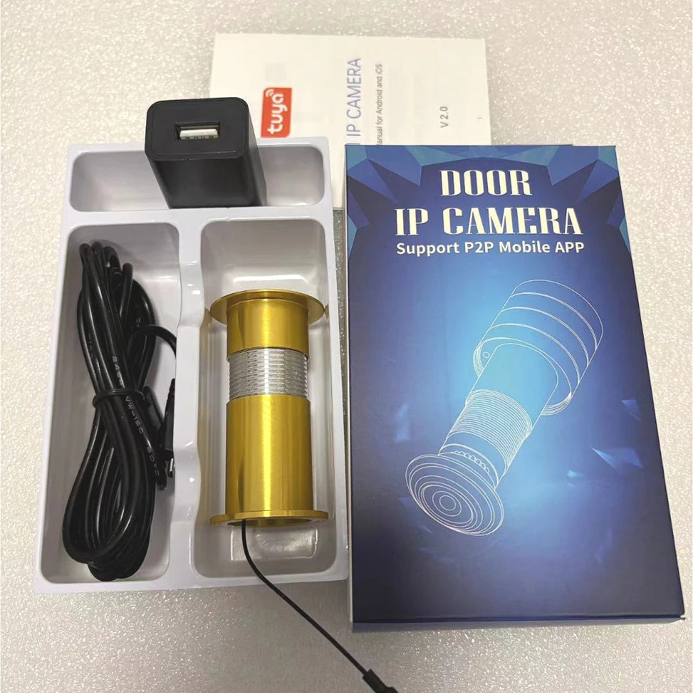 1.66mm Lens Door Eye Hole Wired IP Camera 1080P 170 Degree Wide Angle FishEye CCTV Security Mini Camera Audio TF Card Slot Onvif