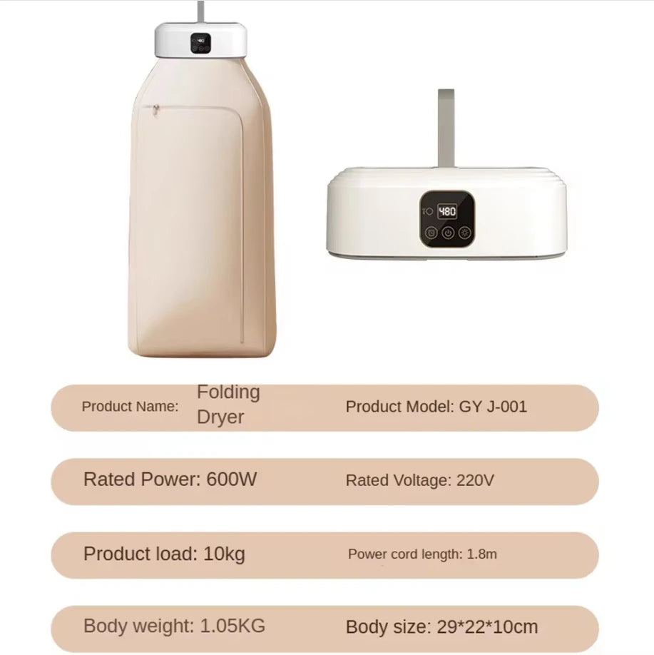 Multifunctional Dryer Electric Clothes Dryer Portable Compact Foldable Laundry Dryer Machine with Dryer Bag and Time Setting