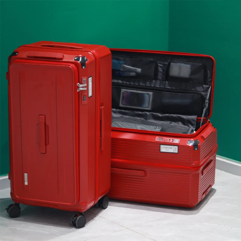 Large Capacity PC Material Suitcase 20/28/32/34-inch Deep-Compartment Travel Luggage with Combination Lock Side-Open Hard Shell