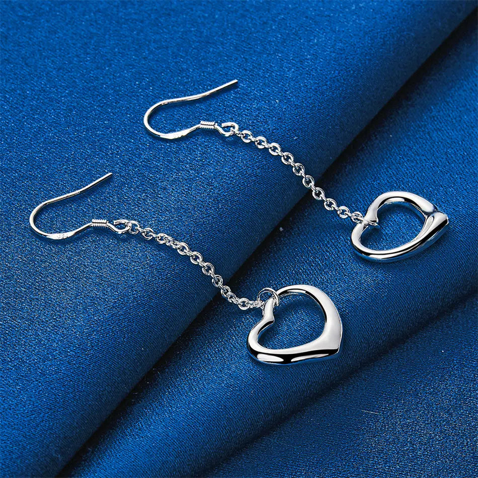 A pair of 925 sterling silver exquisite heart-shaped earrings, women's accessories, engagement gifts, wedding jewelry
