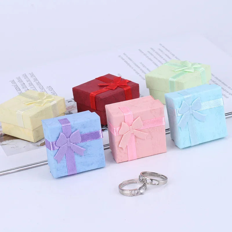 12pcs Paper Box Jewelry Packaging Box Multi-color Earrings Ring Box Jewelry Gift Holder 4*4*3CM Wholesale