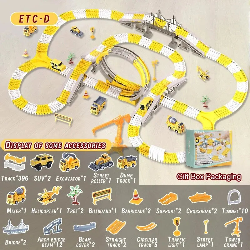 Kids Electric Track Toy Engineering Minin Car Set Puzzle Boy Toys Track Car Train Toys For Children Birthday Christmas Gifts