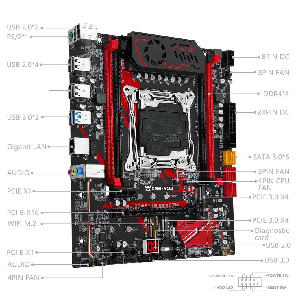 MACHINIST RS9 X99 Motherboard Kit set Intel LGA2011-3 Xeon E5 2650 V4 processor 2x8gb DDR4 RAM Memory Dual NVME M.2 four Channel