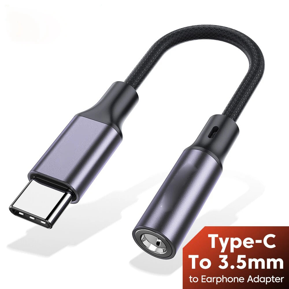 Durable Nylon Braided Type C Headphone Jack Adapter, Gold-Plated 3.5mm Aux Cable for Car/Music/Gaming (0ms Delay, Mic & Volume C