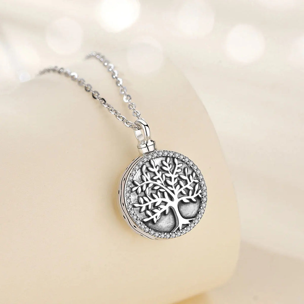 Eudora 925 Sterling Silver Tree of Life Necklace Cremation Memorial Ashes Urn pendant Keepsake Jewelry Gift for Women Men