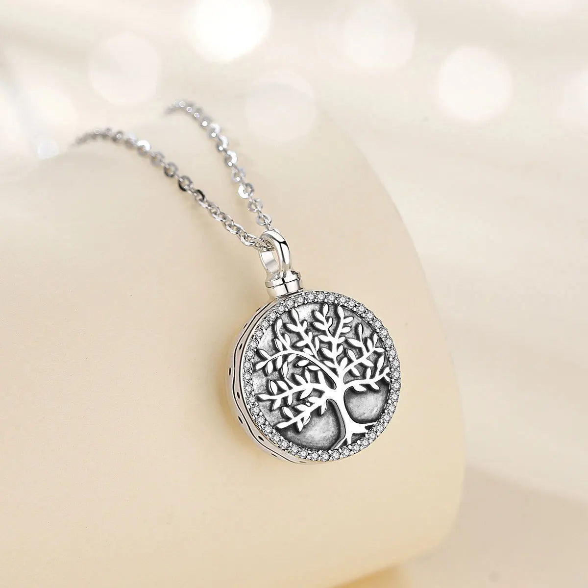 Eudora 925 Sterling Silver Tree of Life Necklace Cremation Memorial Ashes Urn pendant Keepsake Jewelry Gift for Women Men