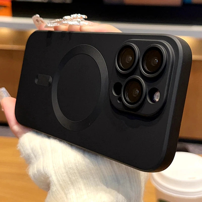 Original Matte Silicone Magnetic Case For iPhone 15 13 11 12 14 16 Pro Max Plus Magsafe Cases Wireless Charge Cover Accessories