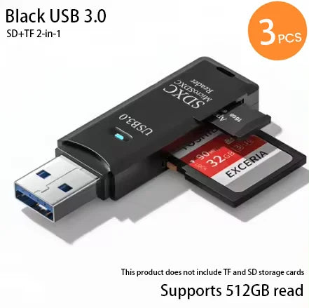 2-in-1 Multi Functional  USB 3.0 Card ReaderMicro SD TFMemoryCardReaderUSBFlashDrive CardreaderAdapter For PCLaptops Accessories