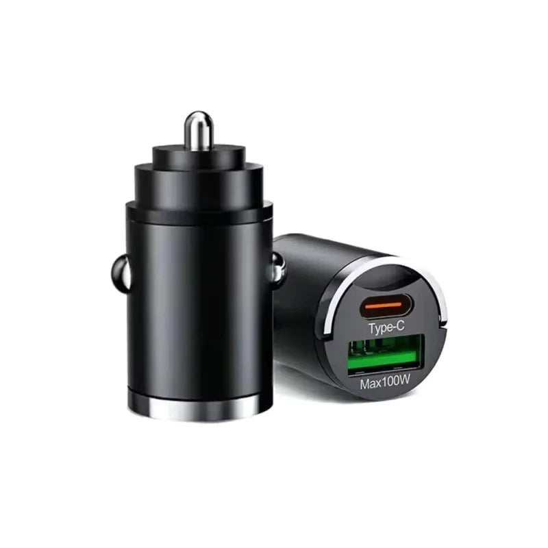 100W Mini Car Charger Lighter Fast Charging for iPhone QC3.0 Mini PD USB Type C Car Phone Charger for Xiaomi Samsung Huawei